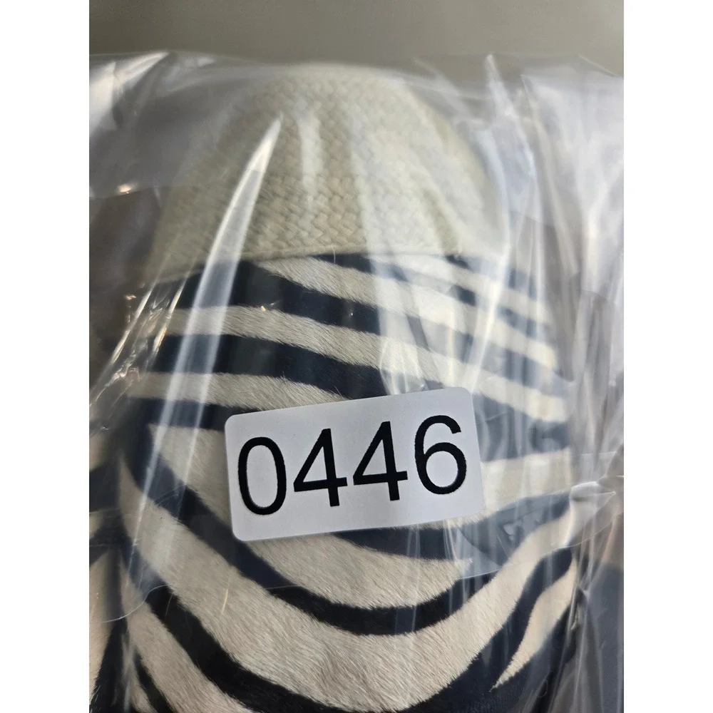 David Tate Paradise Zebra Print Calf Hair Espadrille Flats 12WW Wide Black White